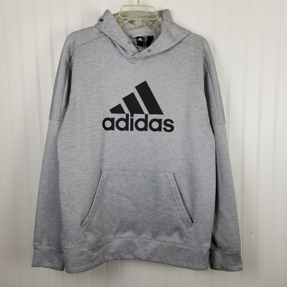 Adidas Hoodie Sweatshirt Logo Spellout Three Stripe Gray Silver Adult Medium - Picture 7 of 7